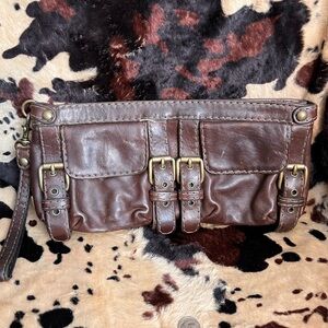KOOBA clutch wallet  dark brown heavy leather